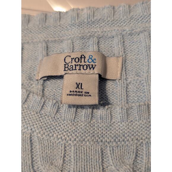 Croft & Barrow Light Blue Cable Crew Neck Pull Over Long Sleeve Sweater Sz XL - Picture 3 of 10